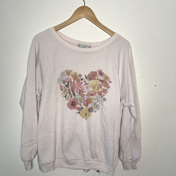 Wildfox Blooming Heart Sweatshirt Light Peach Size Small - Picture 2 of 5